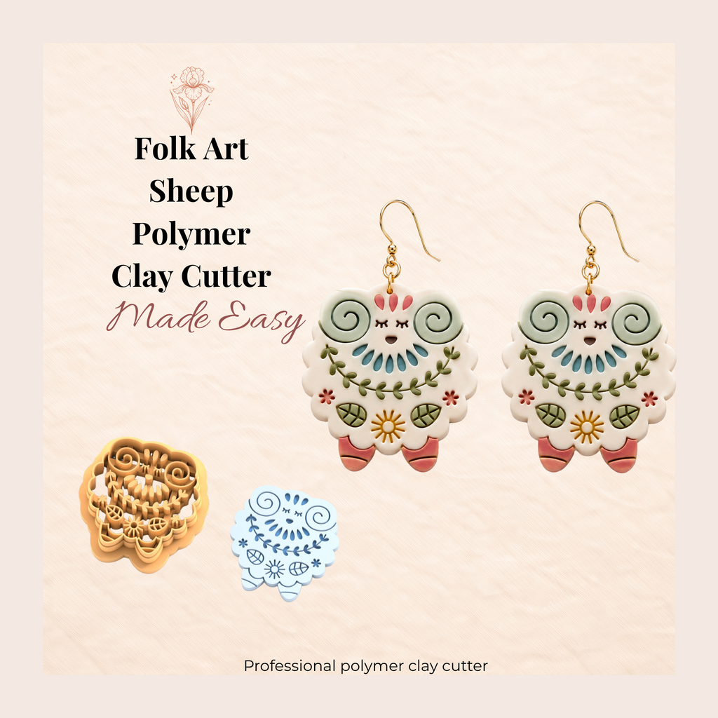 Folk Art Sheep Polymer Clay Cutter | 25–45mm | Folk Art Sheep Shape Clay Cutter | Earring Jewellery Making Tool