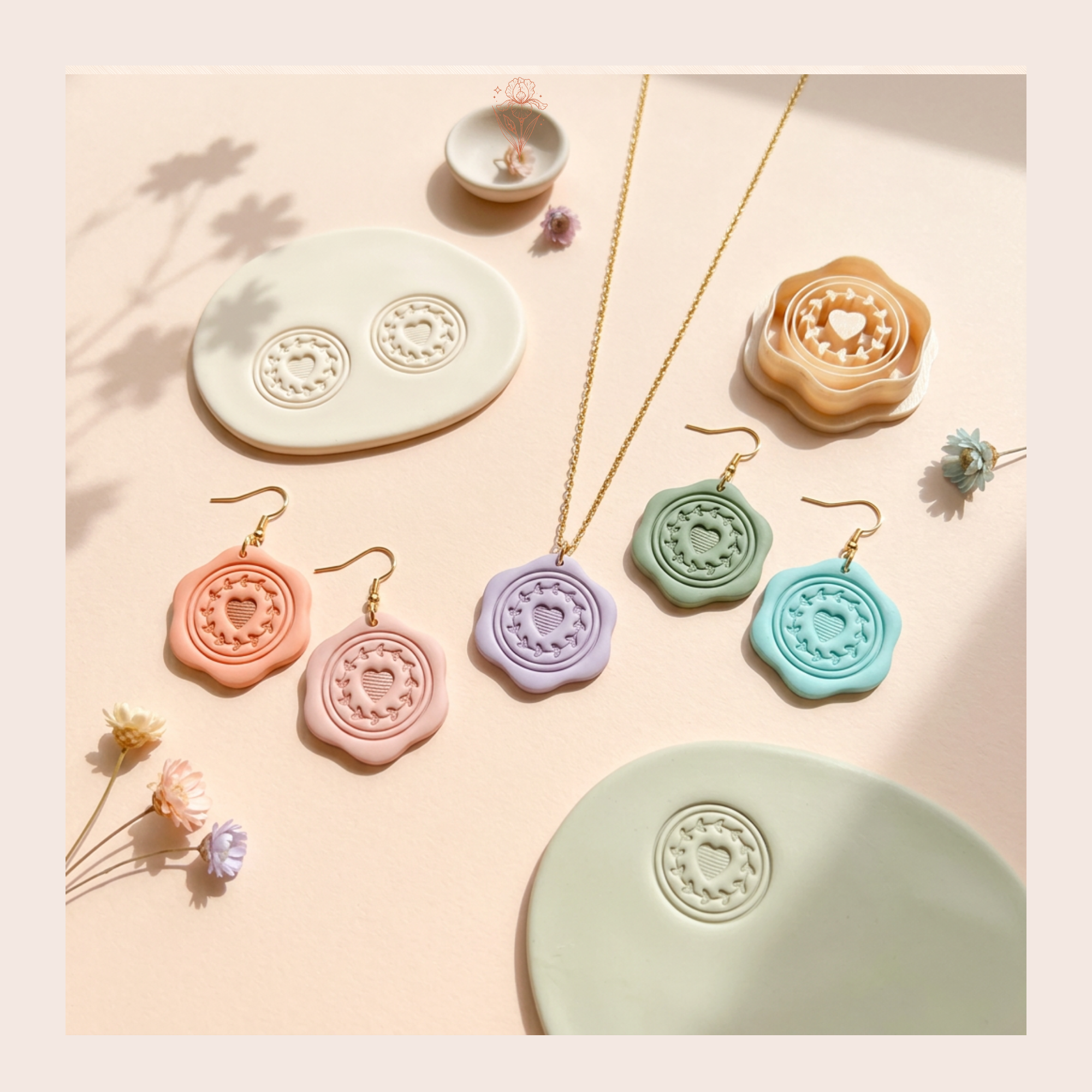 Wax Seal Heart 1 Polymer Clay Cutter | 25–45mm | Wax Seal Heart Shape Clay Cutter | Earring Jewellery Making Tool