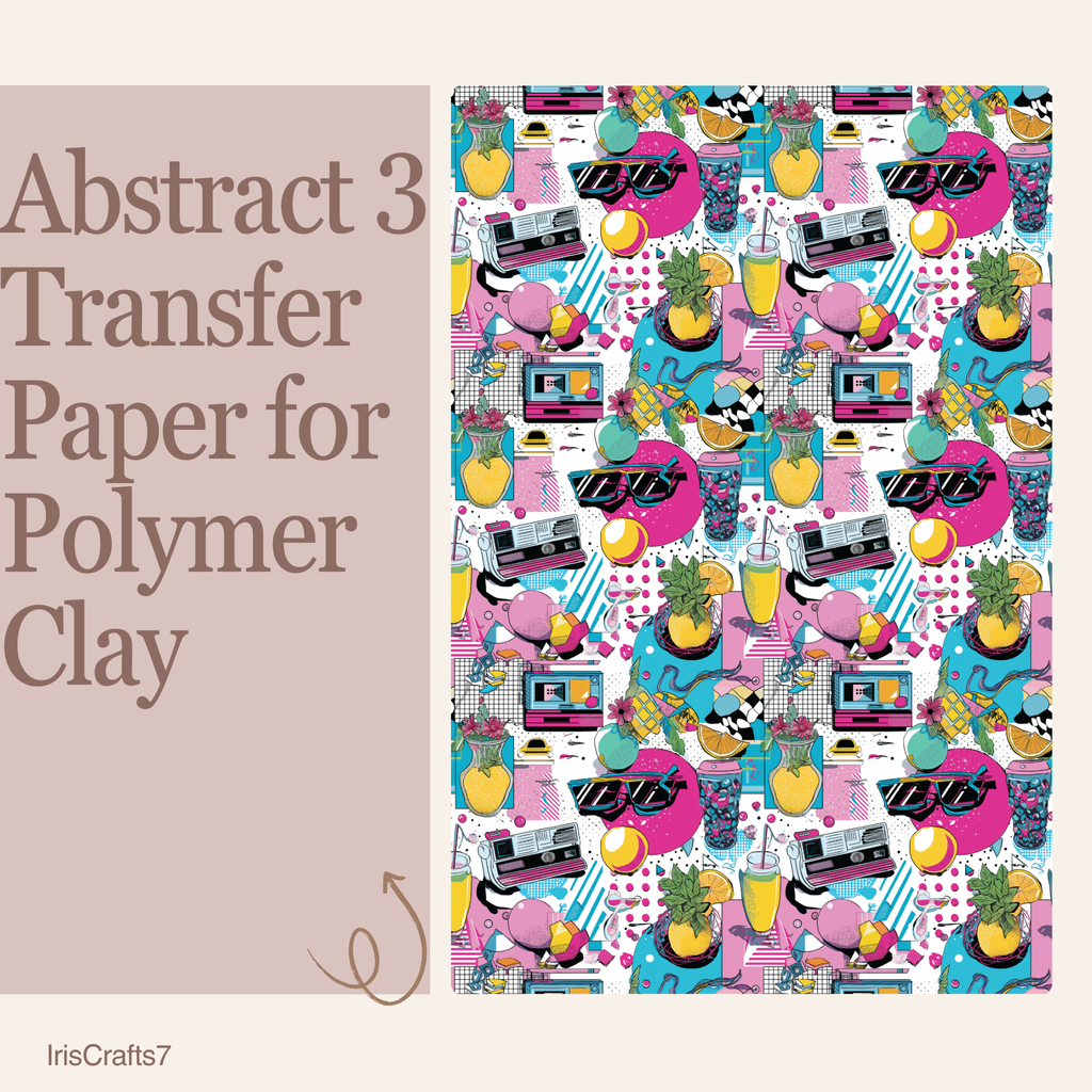 Abstract 3 Water Soluble Transfer Paper Polymer Clay 100x150mm | IrisCrafts7