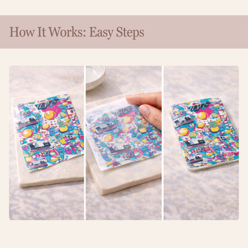 Abstract 3 Water Soluble Transfer Paper Polymer Clay 100x150mm | IrisCrafts7