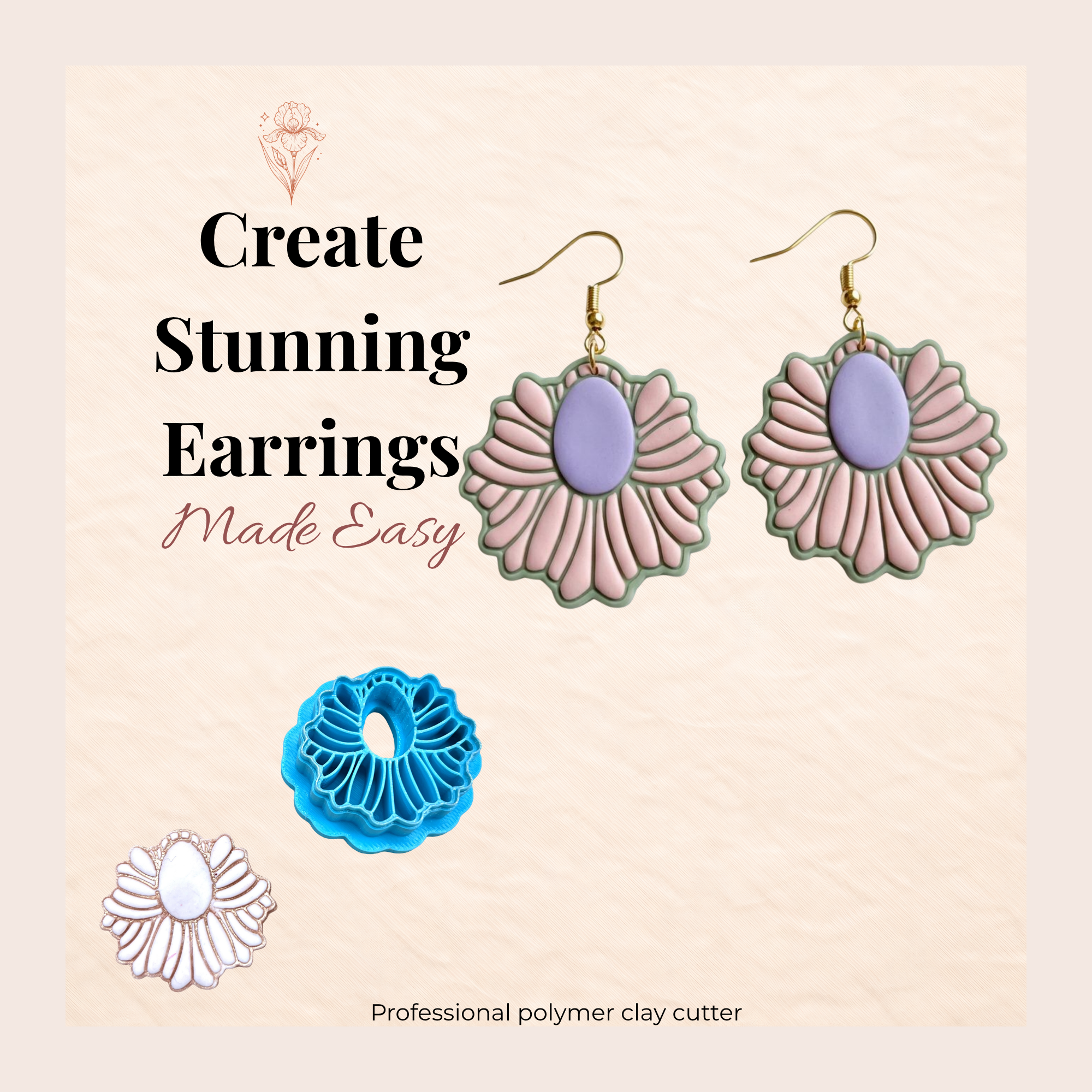 Abstract Boho Polymer Clay Cutter | 3D Printed Clay Earring Cutter | Boho Shape Cutter for Clay Earrings | Clay Tools for Jewellery Making