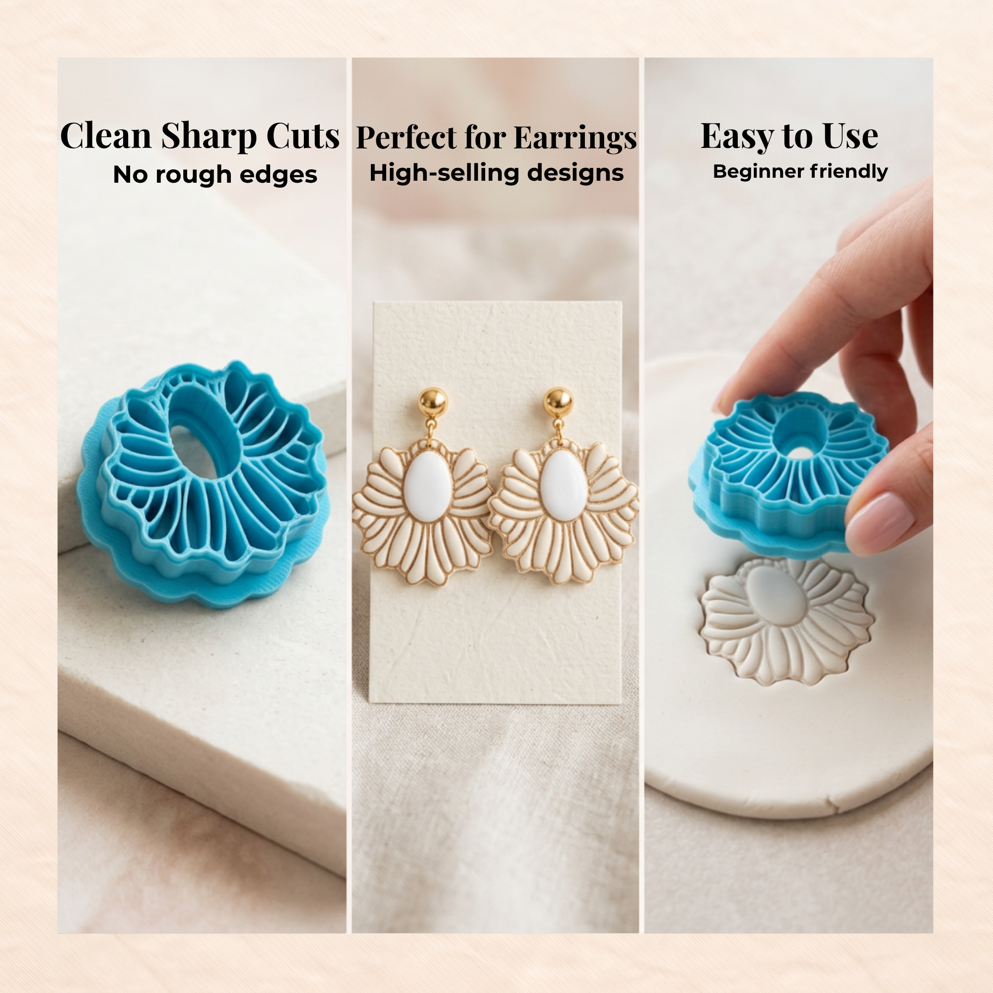 Abstract Boho Polymer Clay Cutter | 3D Printed Clay Earring Cutter | Boho Shape Cutter for Clay Earrings | Clay Tools for Jewellery Making