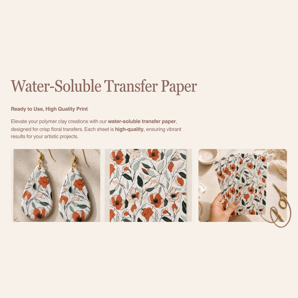 Abstract Floral Transfer Paper for Polymer Clay 150x100mm | Botanical Clay Transfer | IrisCrafts7