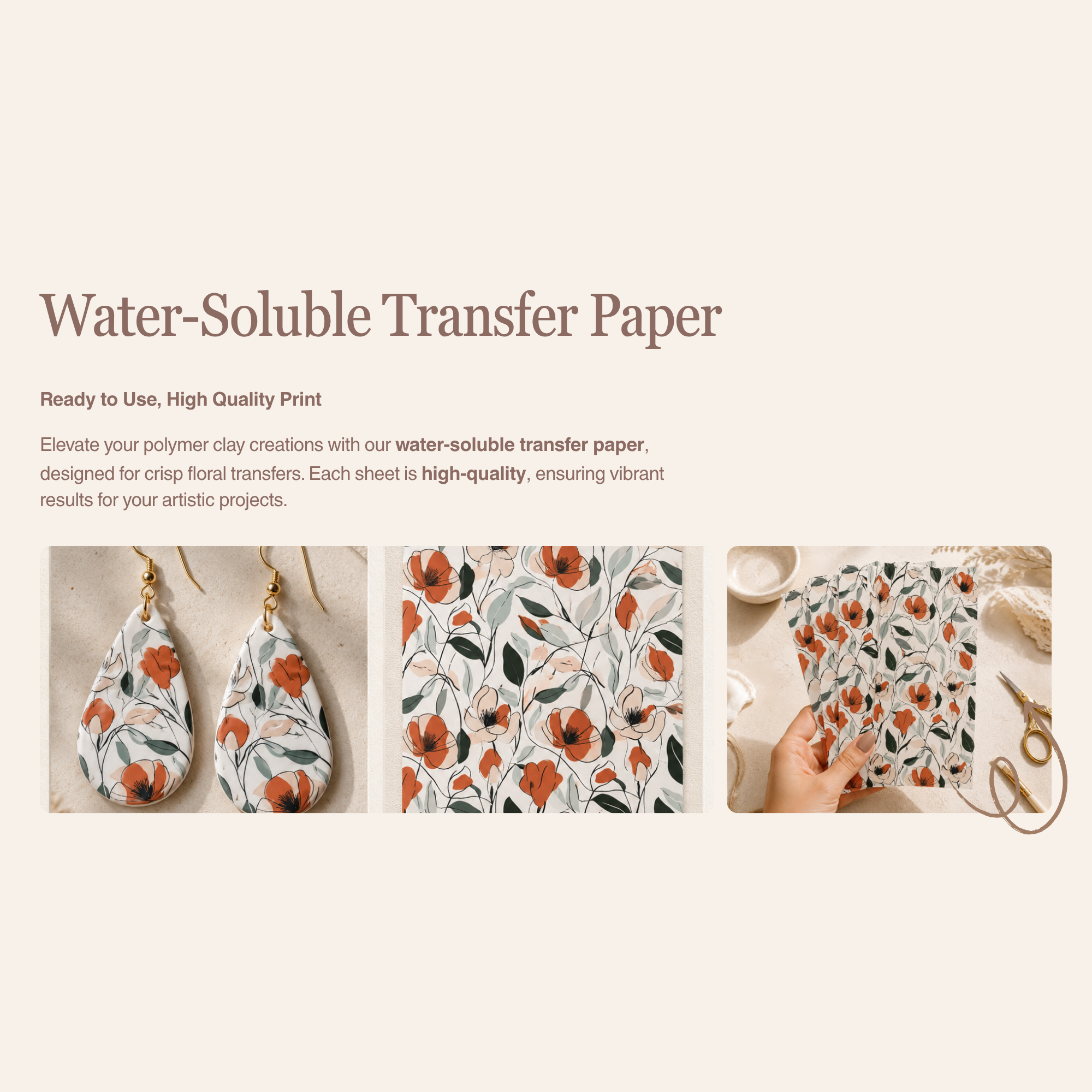 Abstract Floral Transfer Paper for Polymer Clay 150x100mm | Botanical Clay Transfer | IrisCrafts7