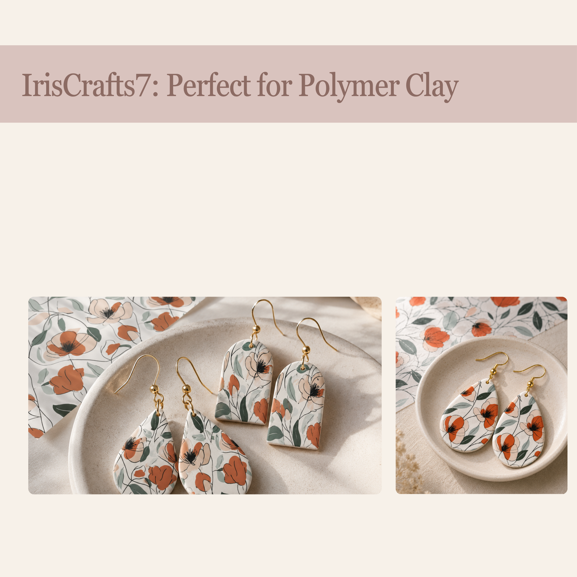 Abstract Floral Transfer Paper for Polymer Clay 150x100mm | Botanical Clay Transfer | IrisCrafts7