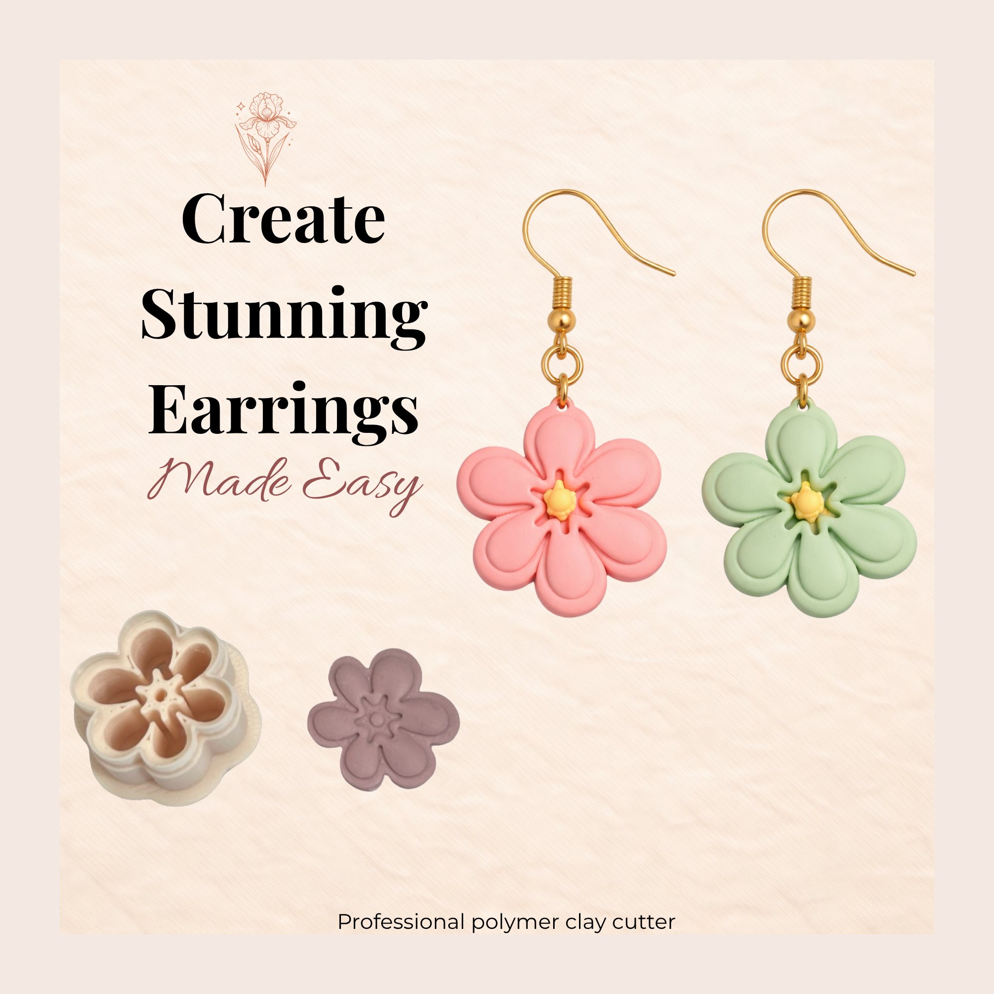 Abstract Flower 2 Polymer Clay Cutter 20-45mm | Jewellery Making | IrisCrafts7