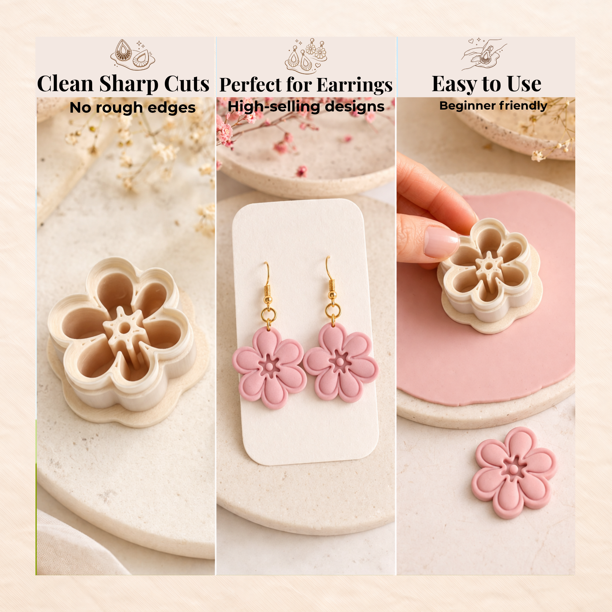 Abstract Flower 2 Polymer Clay Cutter 20-45mm | Jewellery Making | IrisCrafts7