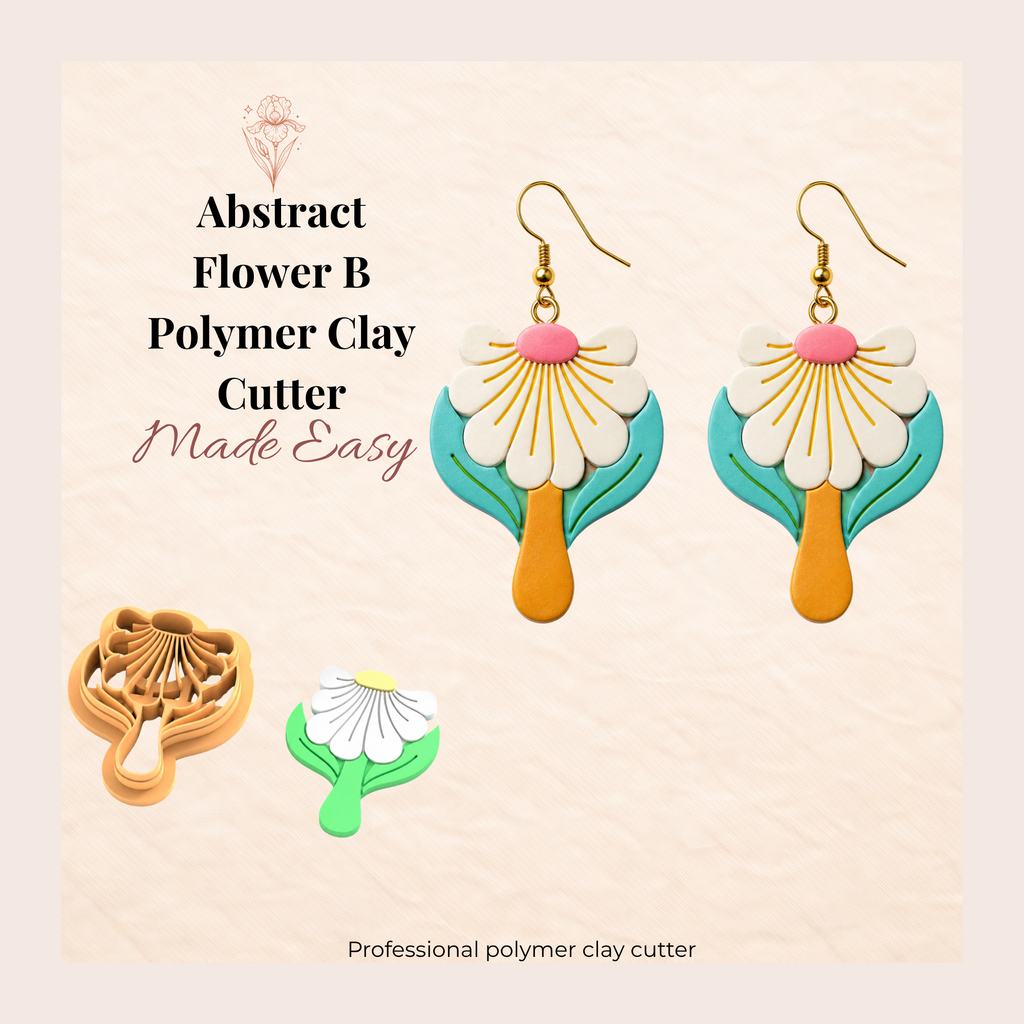 Abstract Flower B Polymer Clay Cutter | 25–45mm | Abstract Floral Clay Cutter | Earring Jewellery Making Tool