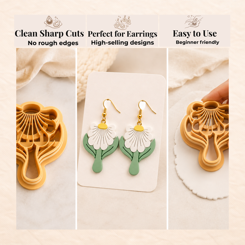 Abstract Flower B Polymer Clay Cutter | 25–45mm | Abstract Floral Clay Cutter | Earring Jewellery Making Tool