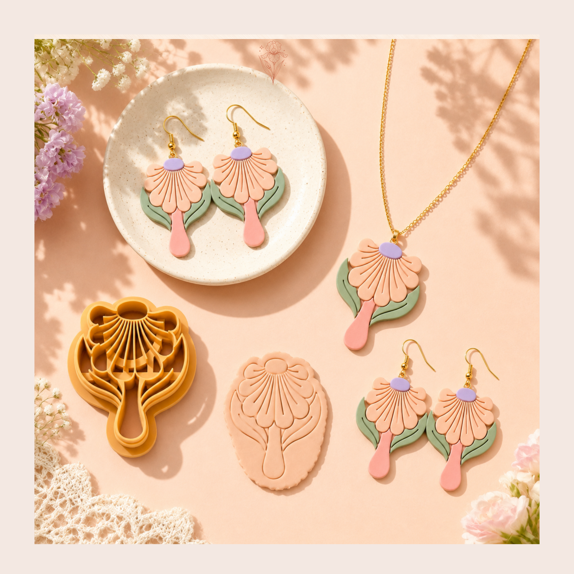 Abstract Flower B Polymer Clay Cutter | 25–45mm | Abstract Floral Clay Cutter | Earring Jewellery Making Tool
