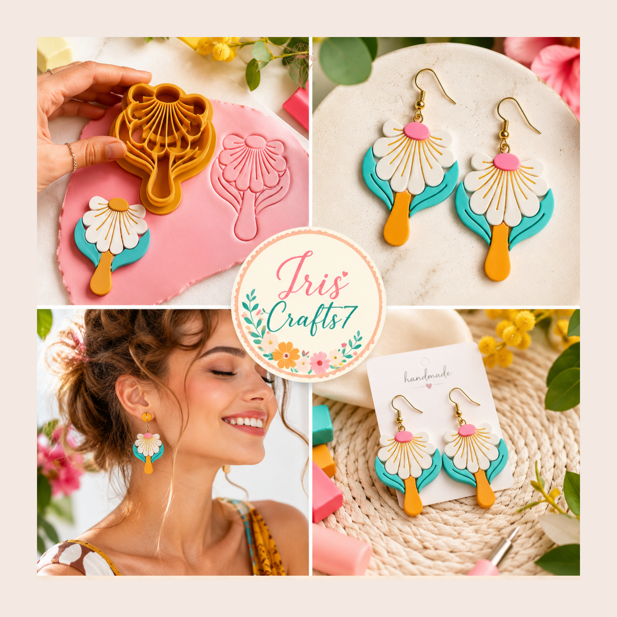 Abstract Flower B Polymer Clay Cutter | 25–45mm | Abstract Floral Clay Cutter | Earring Jewellery Making Tool