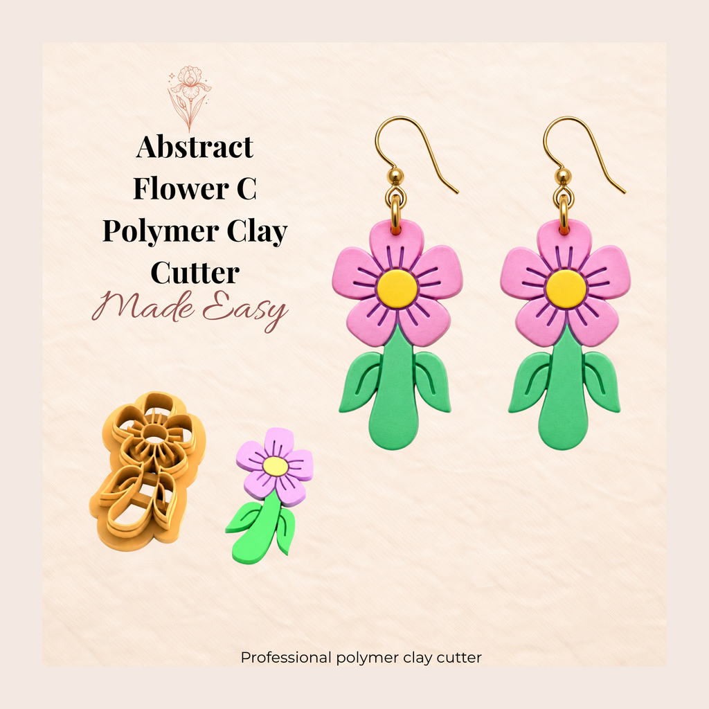 Abstract Flower C Polymer Clay Cutter | 25–45mm | Abstract Floral Clay Cutter | Earring Jewellery Making Tool