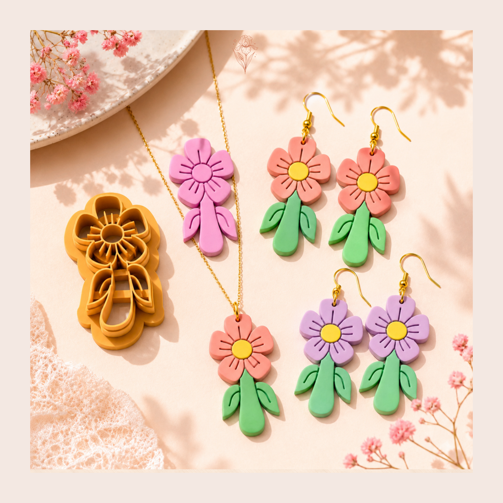 Abstract Flower C Polymer Clay Cutter | 25–45mm | Abstract Floral Clay Cutter | Earring Jewellery Making Tool
