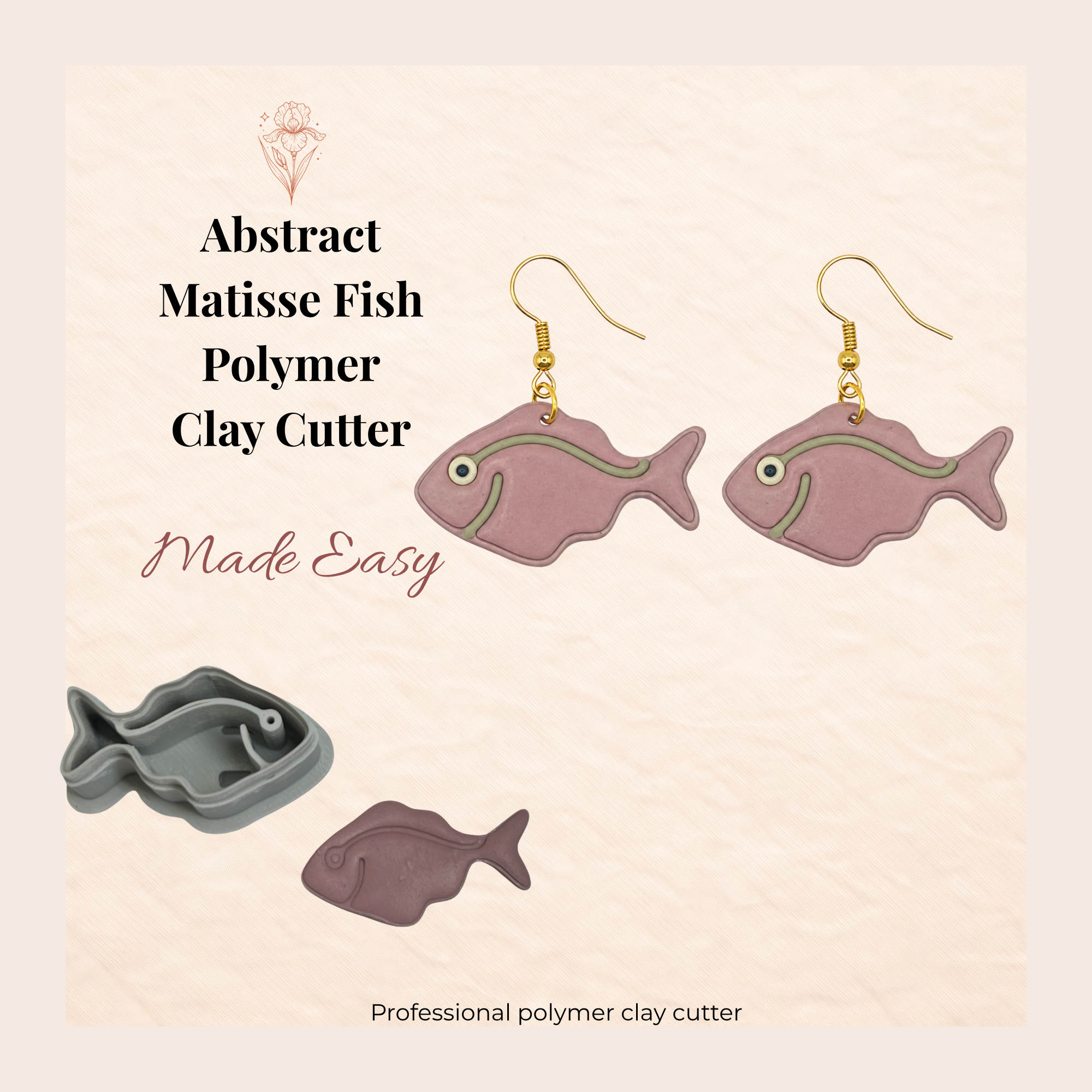 Abstract Matisse Fish Polymer Clay Cutter 30–45mm | Art Inspired Earring Cutter | IrisCrafts7