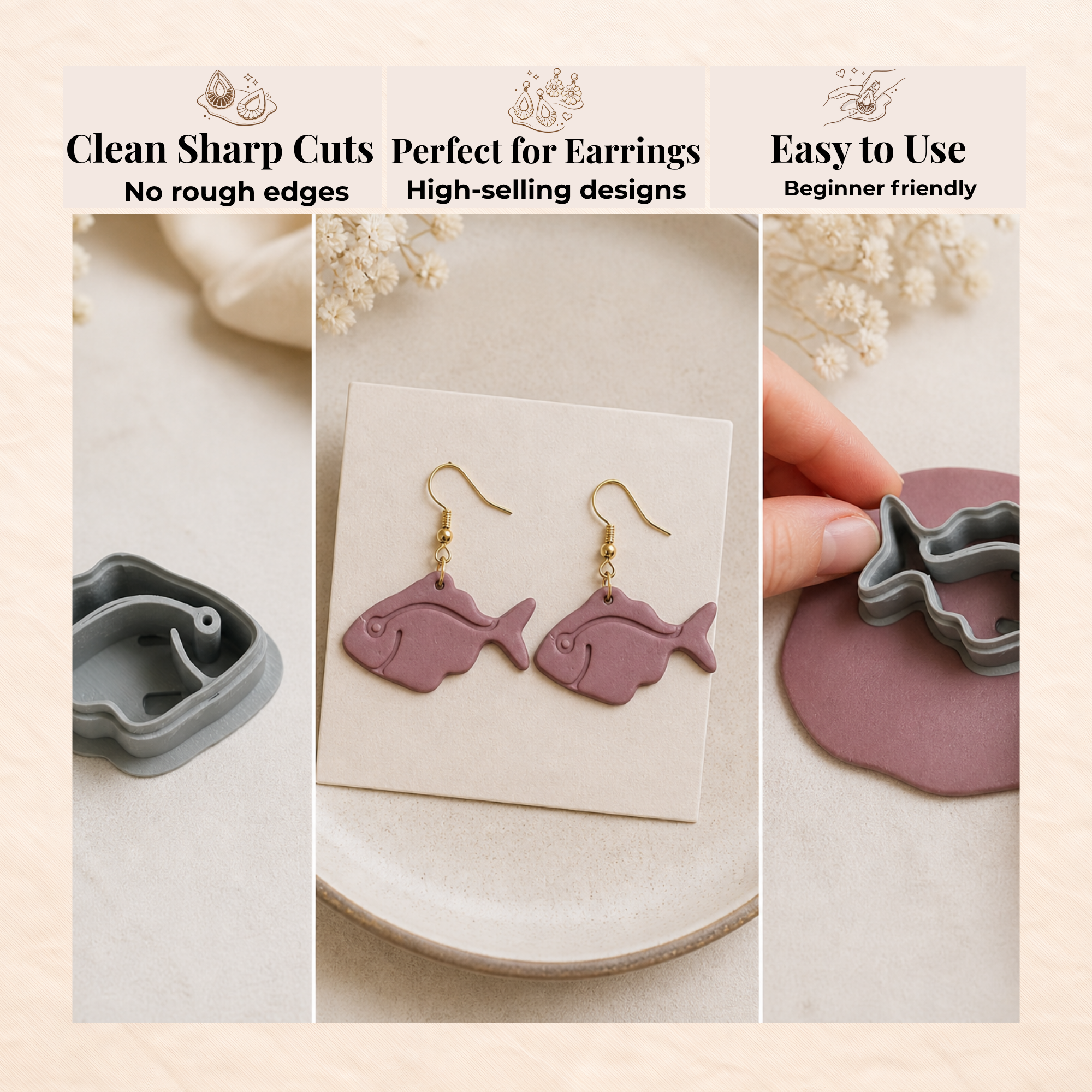 Abstract Matisse Fish Polymer Clay Cutter 30–45mm | Art Inspired Earring Cutter | IrisCrafts7