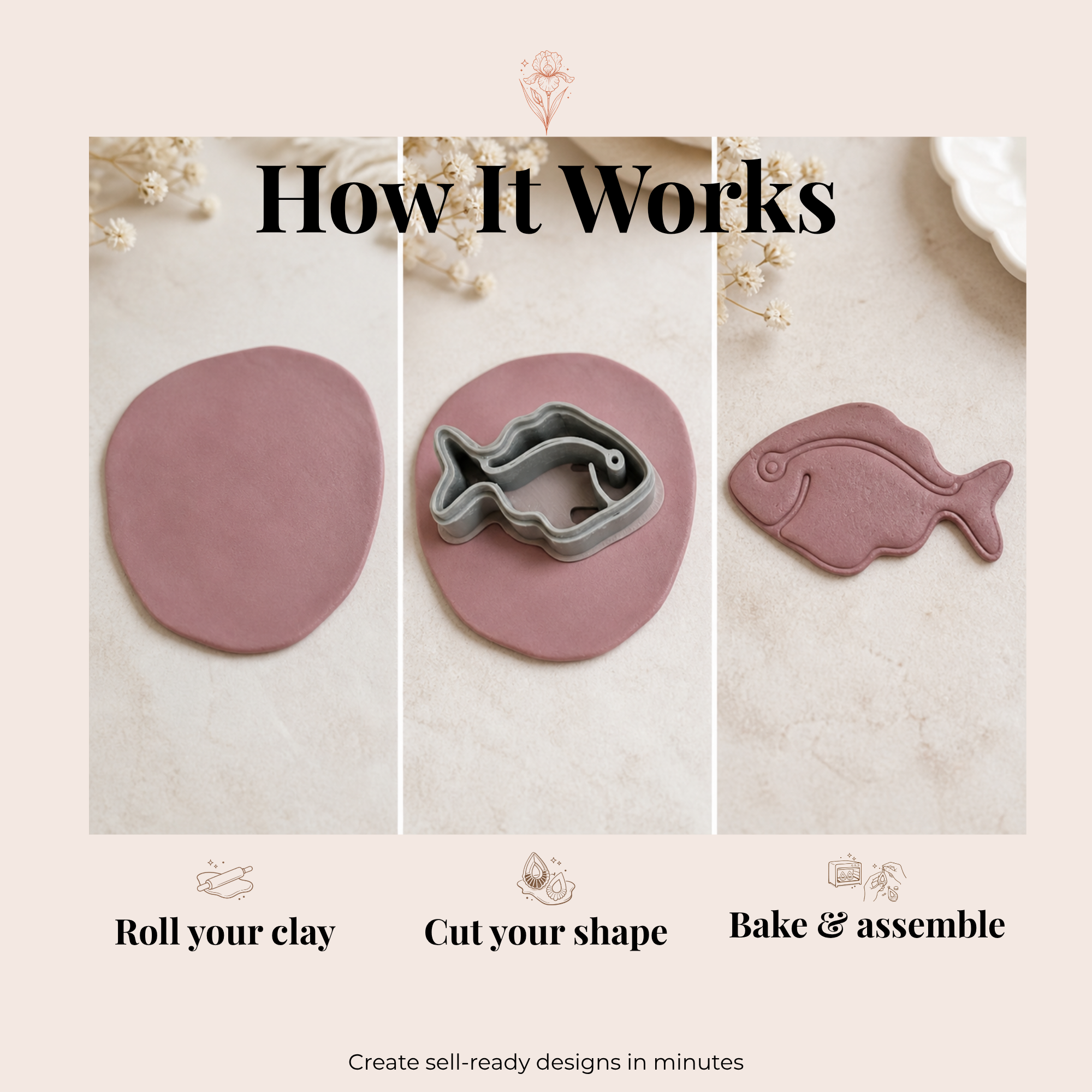 Abstract Matisse Fish Polymer Clay Cutter 30–45mm | Art Inspired Earring Cutter | IrisCrafts7