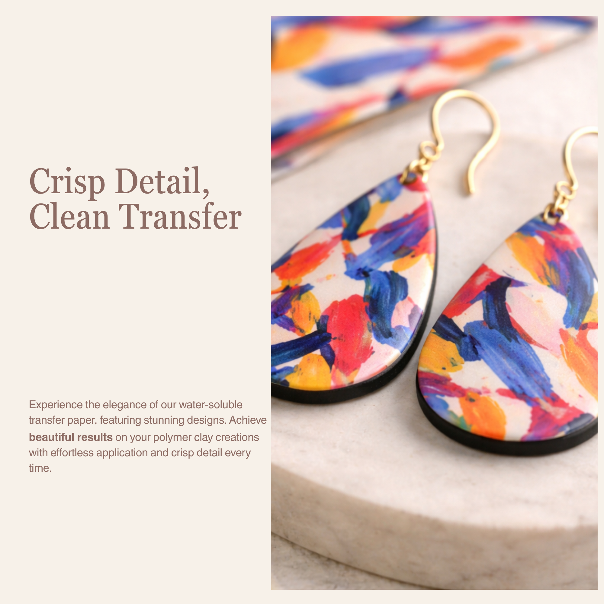 Abstract Water Soluble Transfer Paper | Polymer Clay Earring Print | Modern Design | IrisCrafts7