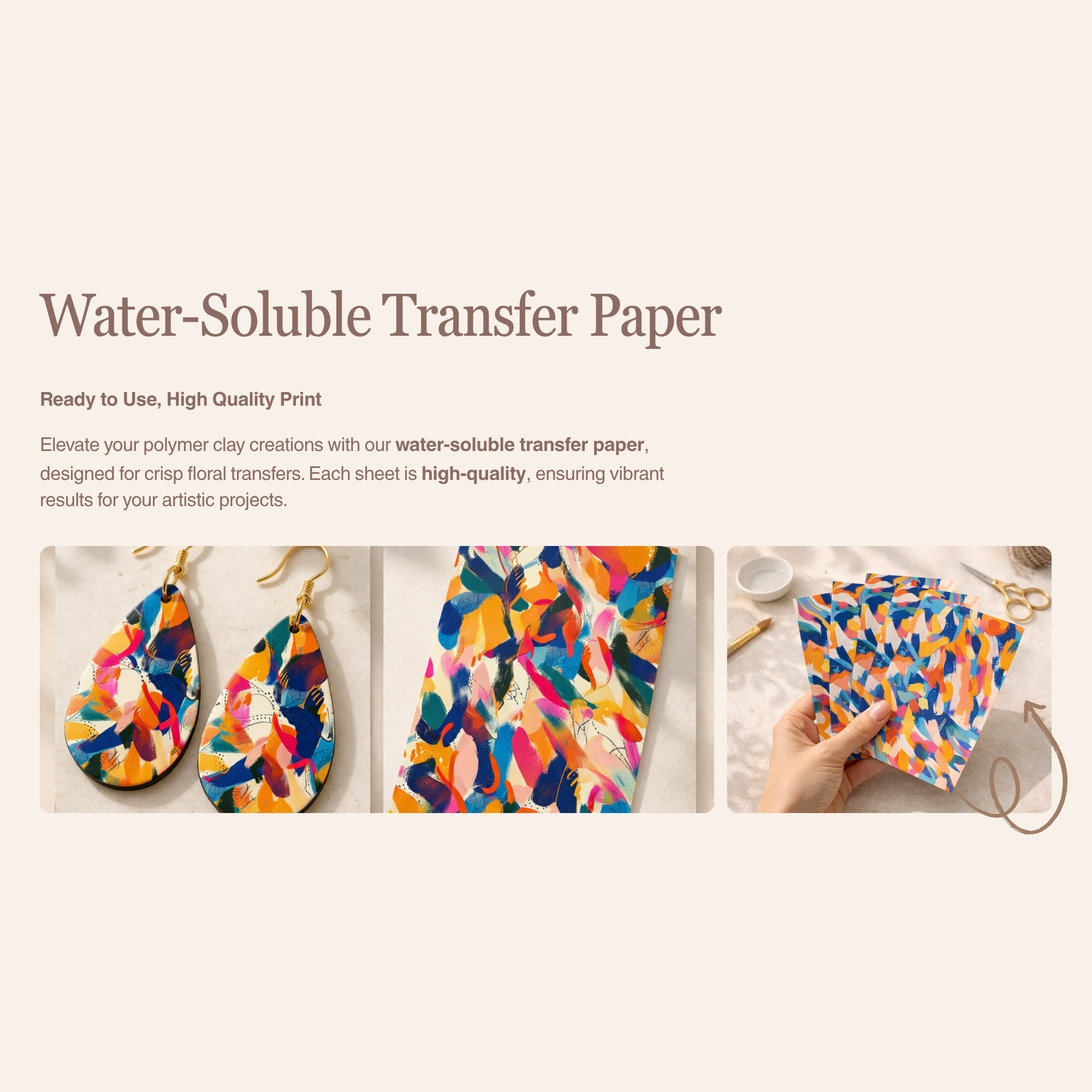 Abstract Water Soluble Transfer Paper | Polymer Clay Earring Print | Modern Design | IrisCrafts7