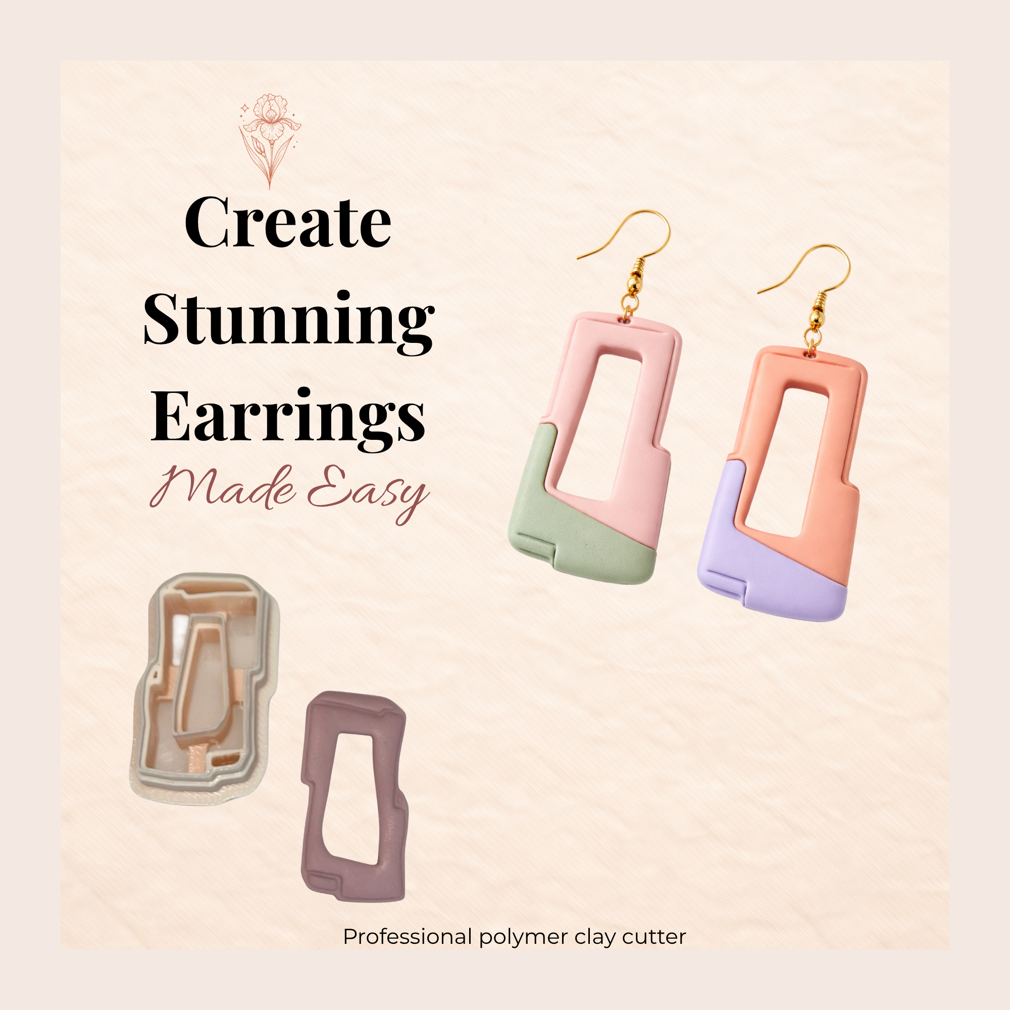 Abstract Window Polymer Clay Cutter | Geometric Arch Earring Cutter | Modern Clay Tool