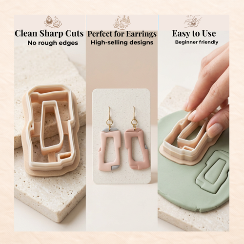 Abstract Window Polymer Clay Cutter | Geometric Arch Earring Cutter | Modern Clay Tool