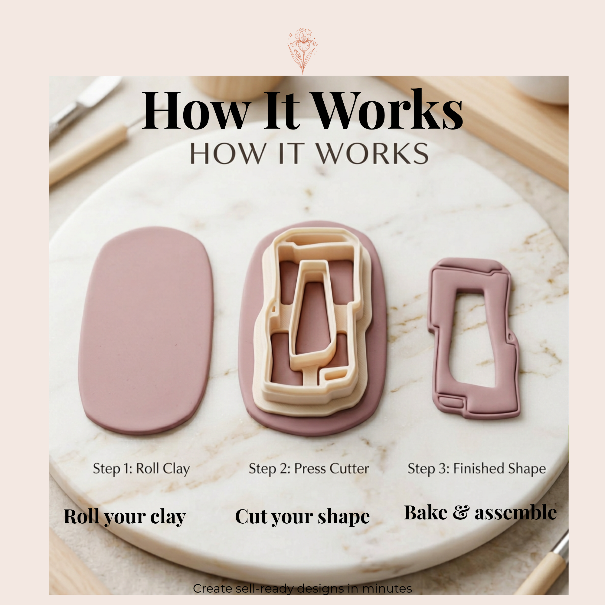 Abstract Window Polymer Clay Cutter | Geometric Arch Earring Cutter | Modern Clay Tool