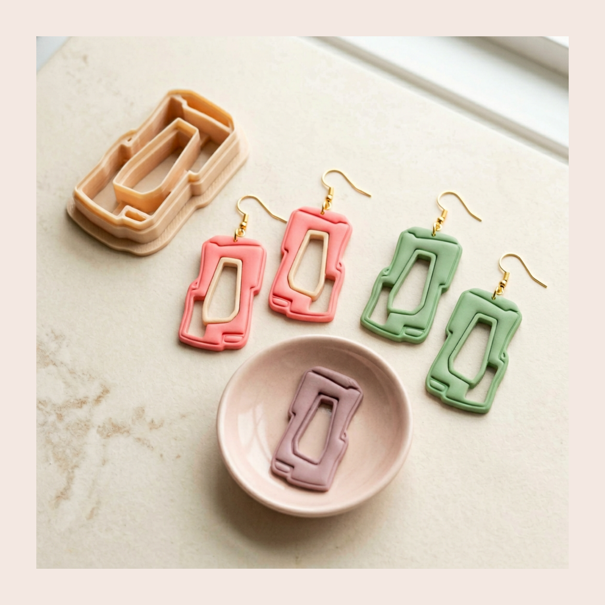 Abstract Window Polymer Clay Cutter | Geometric Arch Earring Cutter | Modern Clay Tool