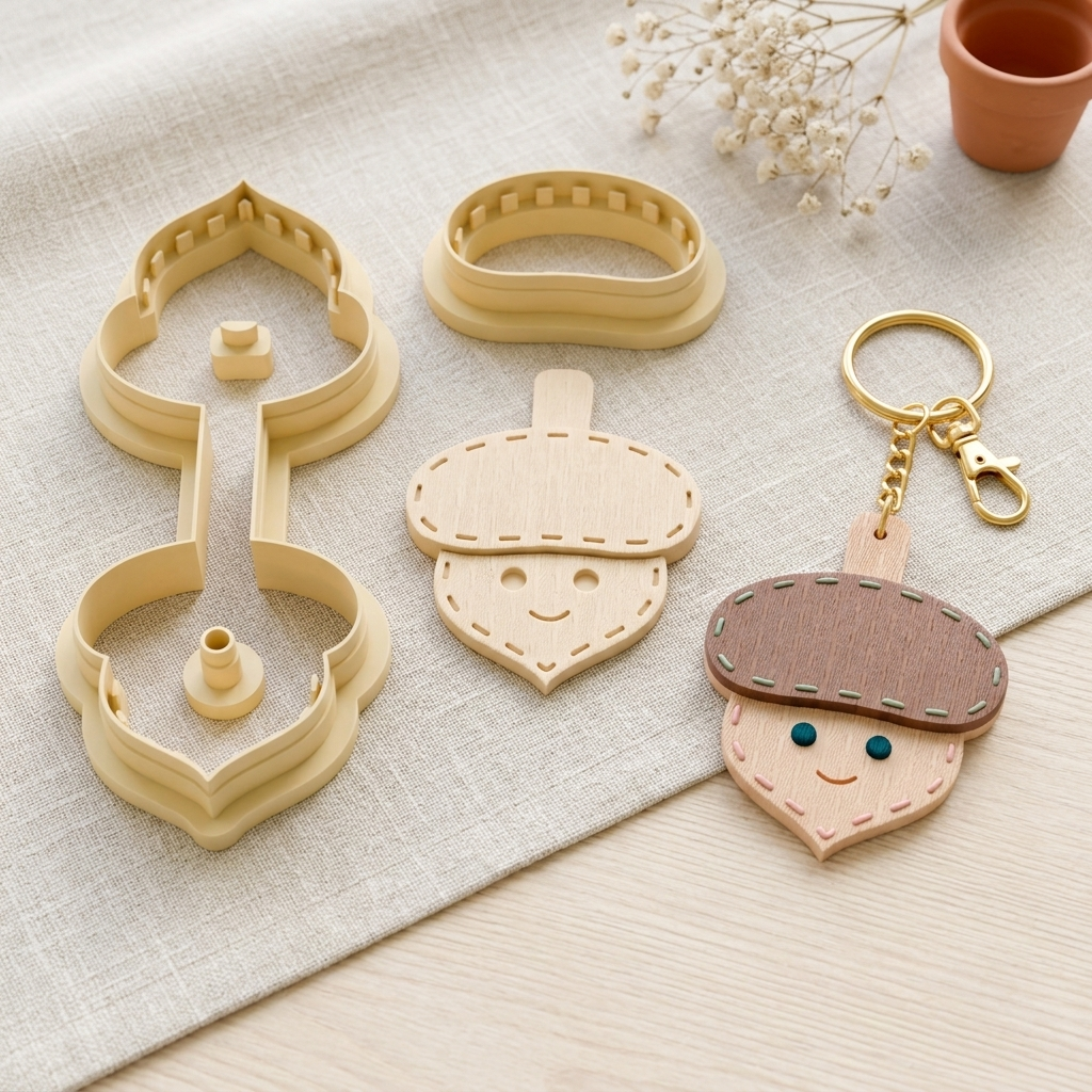 Acorn Keychain Polymer Clay Cutter | 35–45mm Autumn Bag Charm Cutter | IrisCrafts7