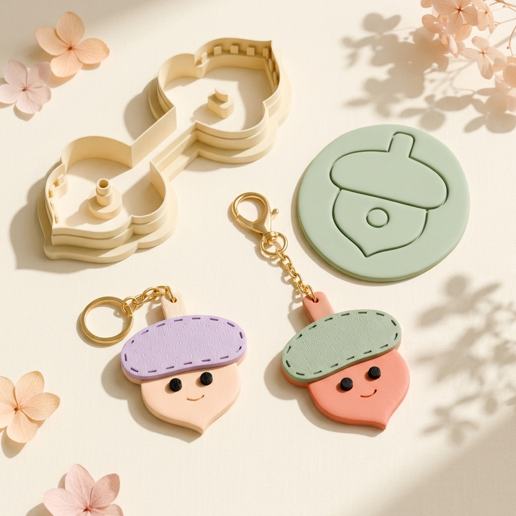 Acorn Keychain Polymer Clay Cutter | 35–45mm Autumn Bag Charm Cutter | IrisCrafts7