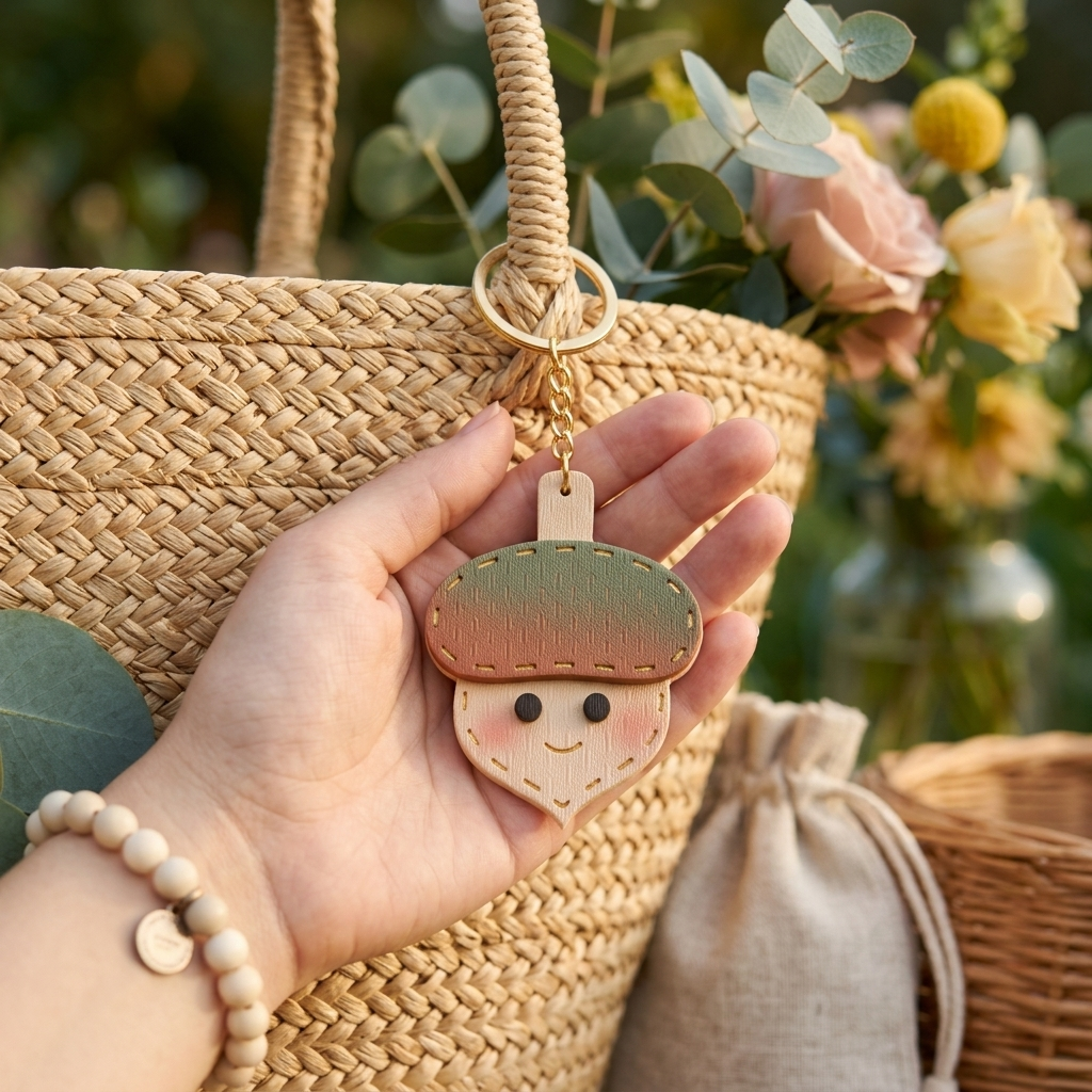 Acorn Keychain Polymer Clay Cutter | 35–45mm Autumn Bag Charm Cutter | IrisCrafts7