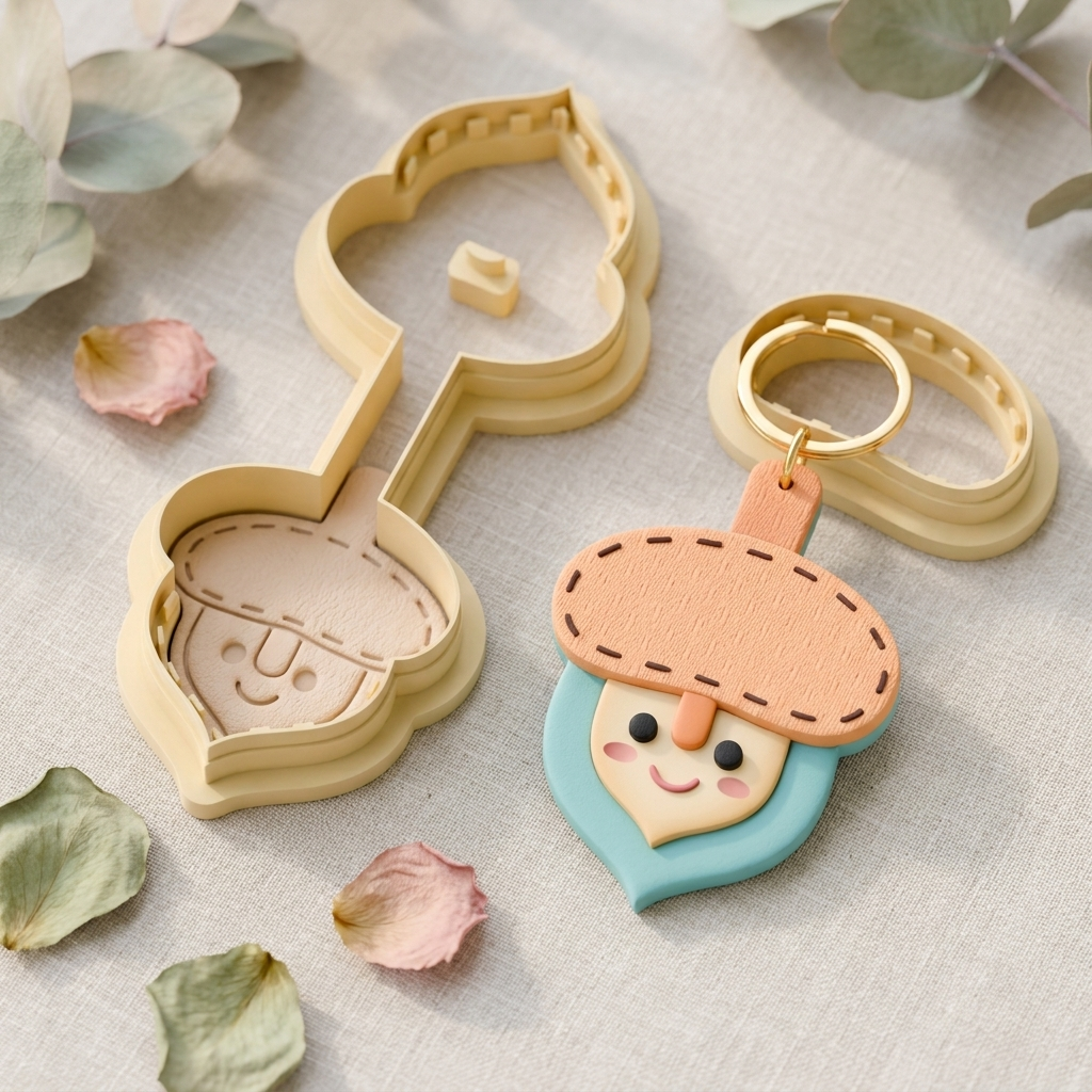 Acorn Keychain Polymer Clay Cutter | 35–45mm Autumn Bag Charm Cutter | IrisCrafts7