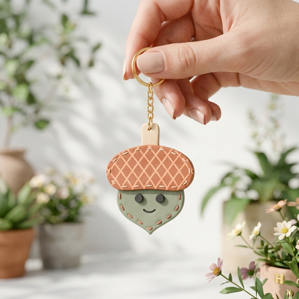 Acorn Keychain Polymer Clay Cutter | 35–45mm Autumn Bag Charm Cutter | IrisCrafts7