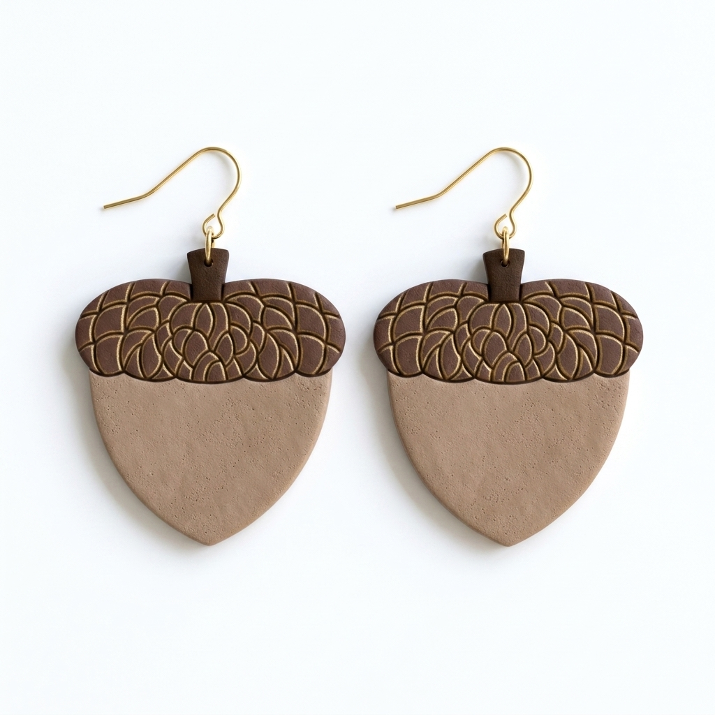 Acorn Polymer Clay Cutter | 25–50mm Autumn Earring Cutter | IrisCrafts7