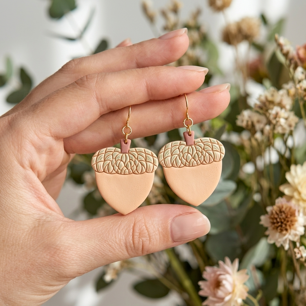 Acorn Polymer Clay Cutter | 25–50mm Autumn Earring Cutter | IrisCrafts7