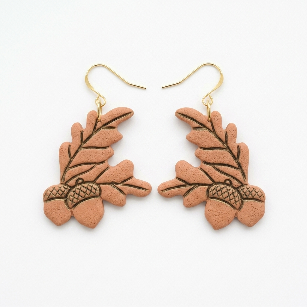 Acorn and Leaves Polymer Clay Cutter | 30–50mm Autumn Earring Cutter | IrisCrafts7