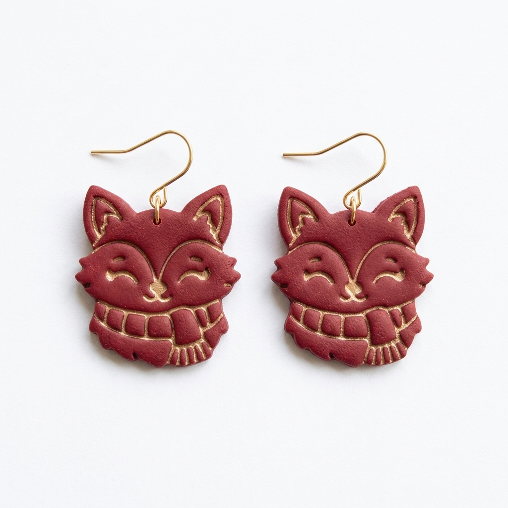 Adorable Fox in a Winter Scarf Polymer Clay Cutter | Cute Winter Earring Tool