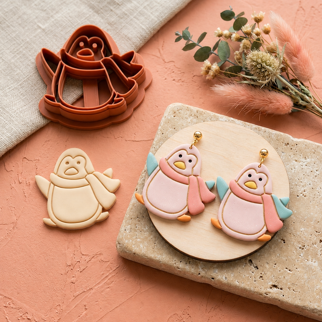 Adorable Penguin Polymer Clay Cutter | Cute Animal Earring Tool