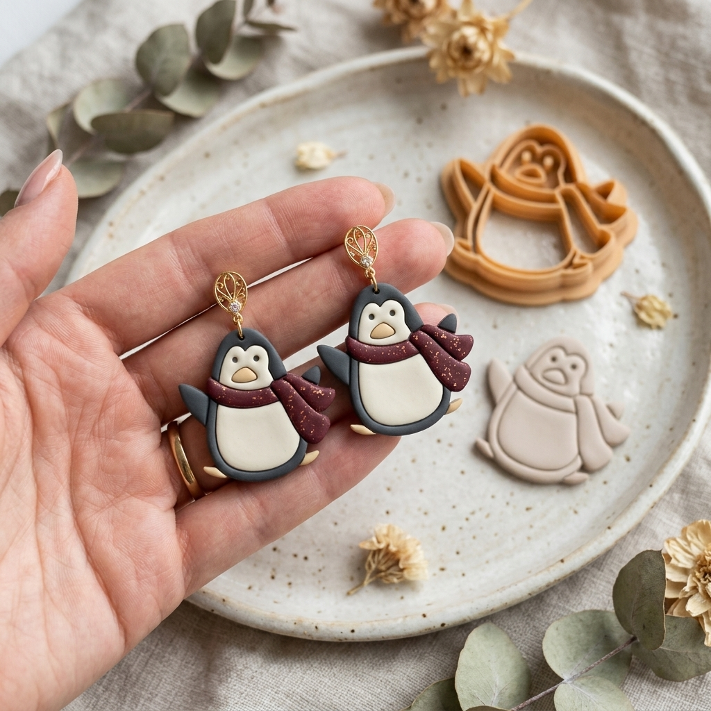 Adorable Penguin Polymer Clay Cutter | Cute Animal Earring Tool