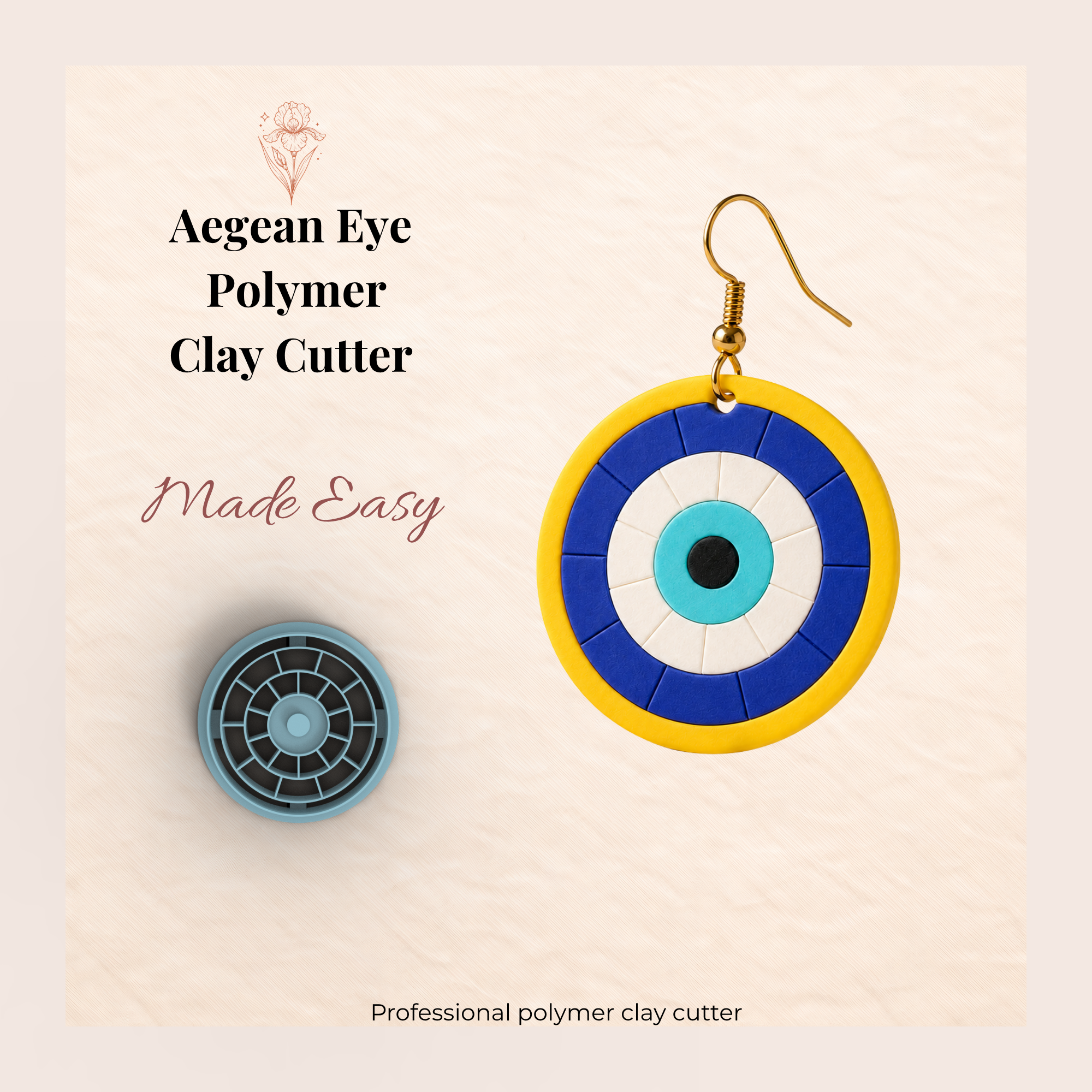 Aegean Eye Polymer Clay Cutter | 20–45mm | Evil Eye Shape Clay Cutter | Earring Jewellery Making Tool