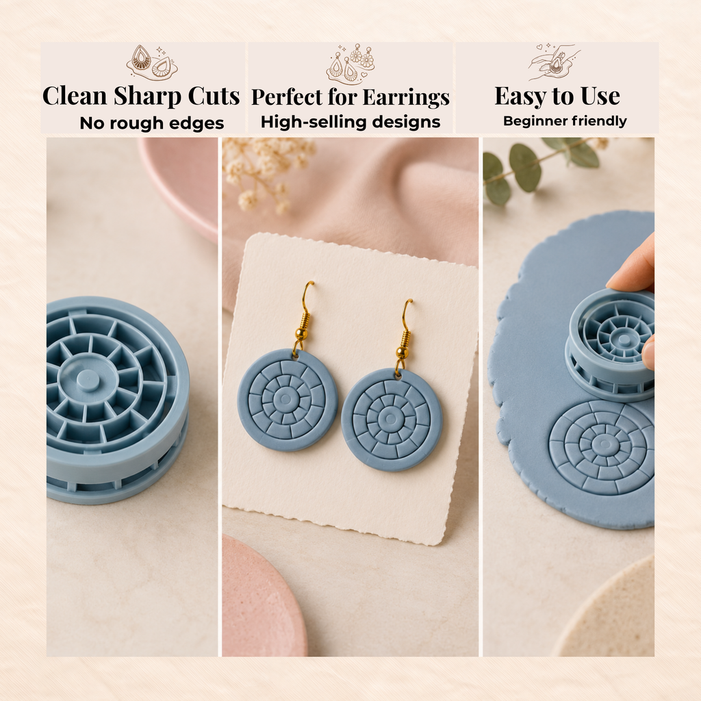 Aegean Eye Polymer Clay Cutter | 20–45mm | Evil Eye Shape Clay Cutter | Earring Jewellery Making Tool