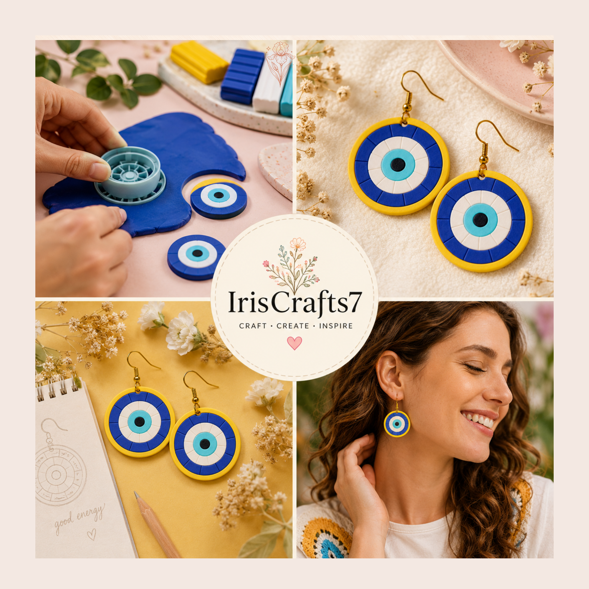Aegean Eye Polymer Clay Cutter | 20–45mm | Evil Eye Shape Clay Cutter | Earring Jewellery Making Tool