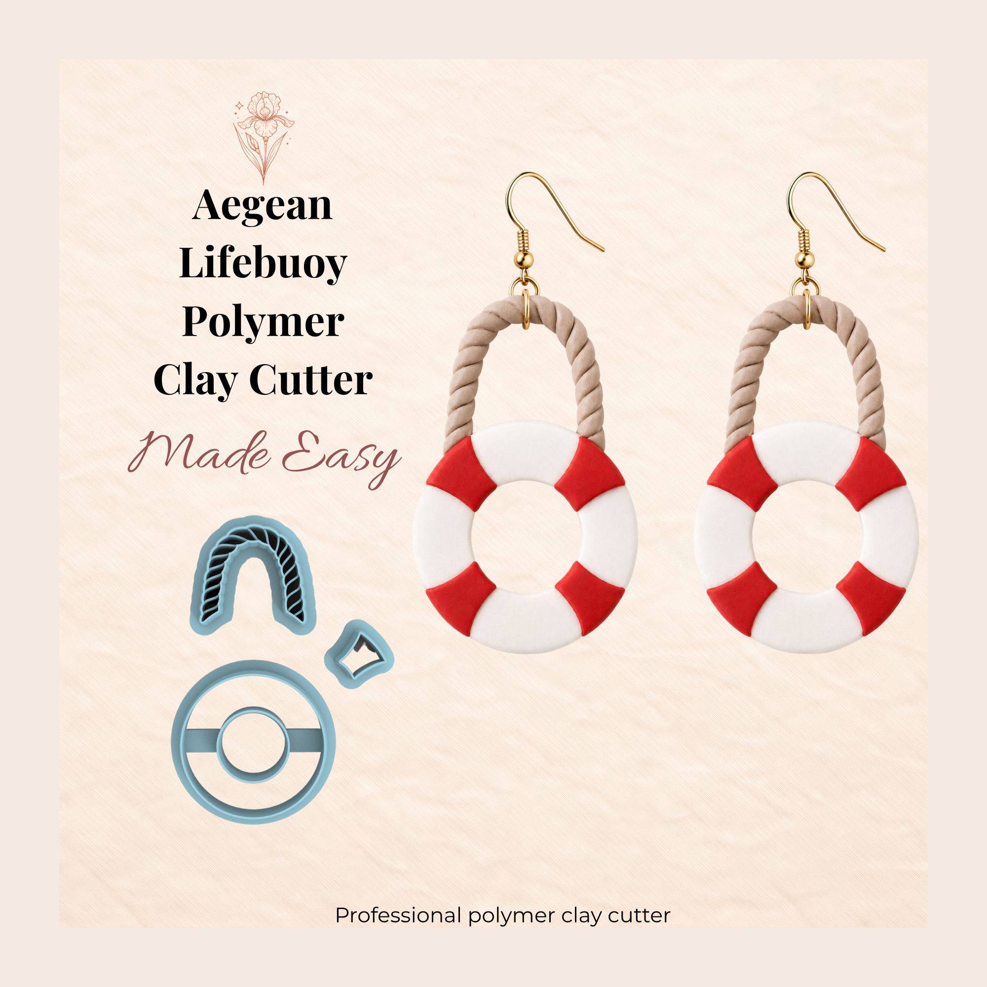 Aegean Lifebuoy Polymer Clay Cutter | 40–55mm | Lifebuoy Shape Clay Cutter | Earring Jewellery Making Tool