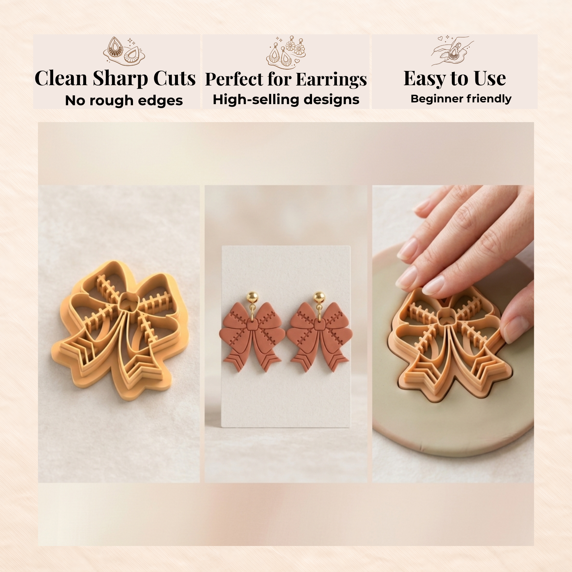 American Football Ribbon B Polymer Clay Cutter | 25–45mm | Football Ribbon Shape Clay Cutter | Earring Jewellery Making Tool