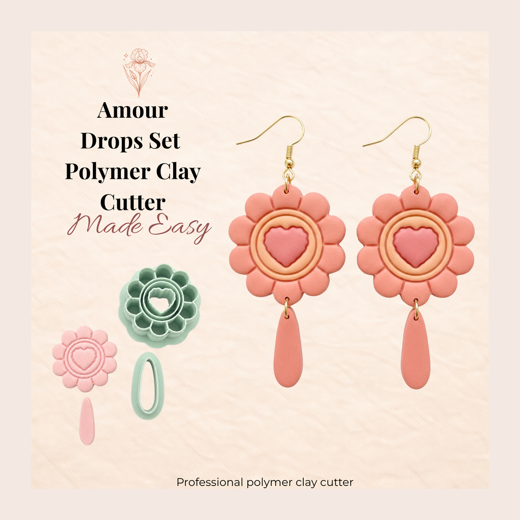 Amour Drops Set Polymer Clay Cutter | 45–60mm | Love Drop Shape Clay Cutter Set | Earring Jewellery Making Tool