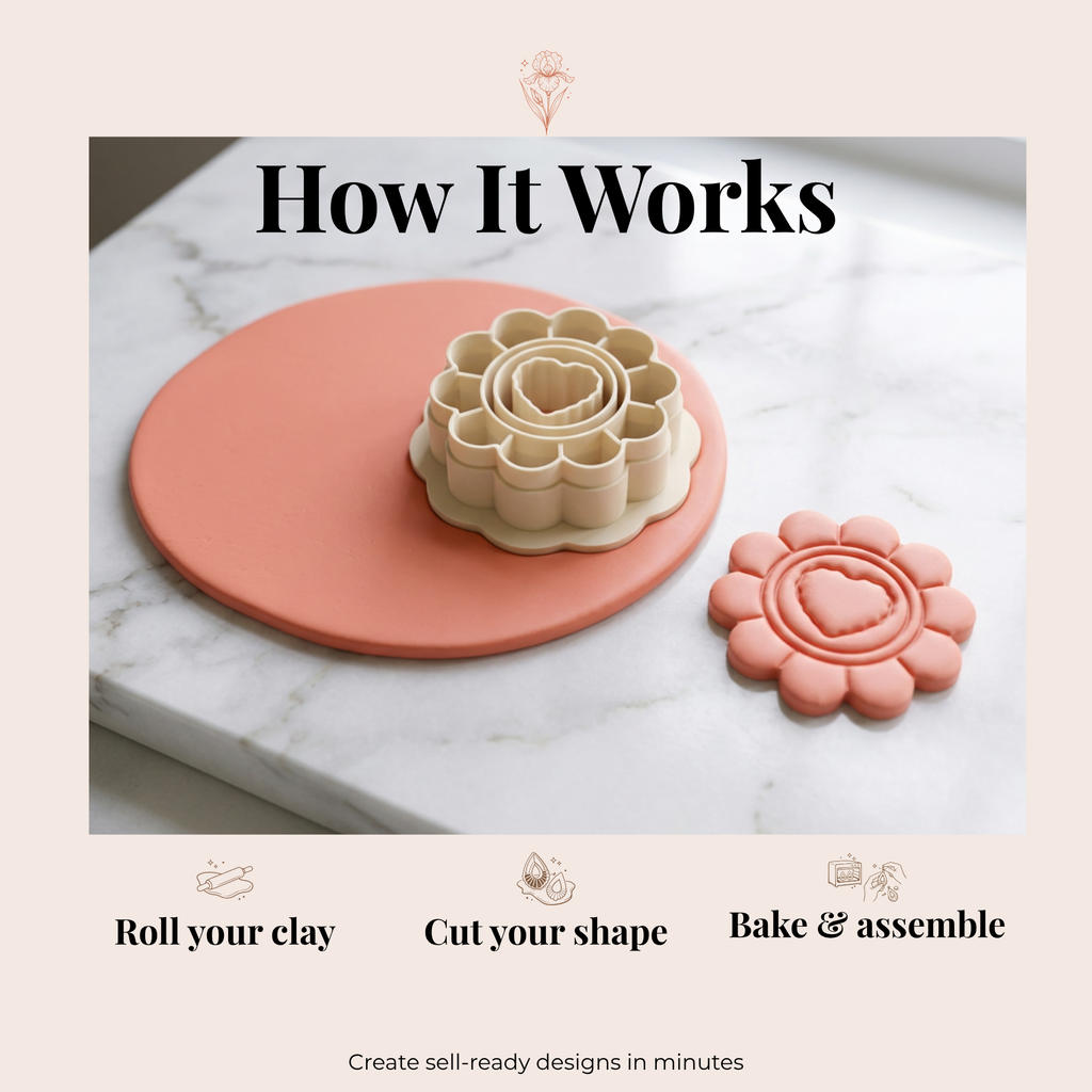Amour Drops Set Polymer Clay Cutter | 45–60mm | Love Drop Shape Clay Cutter Set | Earring Jewellery Making Tool