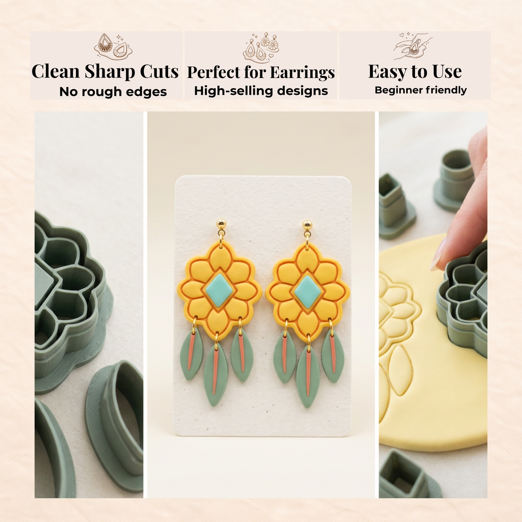 Amulet Set Polymer Clay Cutter | 55–75mm | Amulet Shape Clay Cutter Set | Earring Jewellery Making Tool