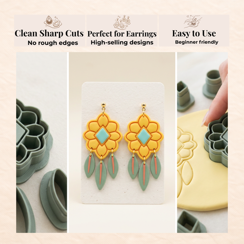 Amulet Set Polymer Clay Cutter | 55–75mm | Amulet Shape Clay Cutter Set | Earring Jewellery Making Tool