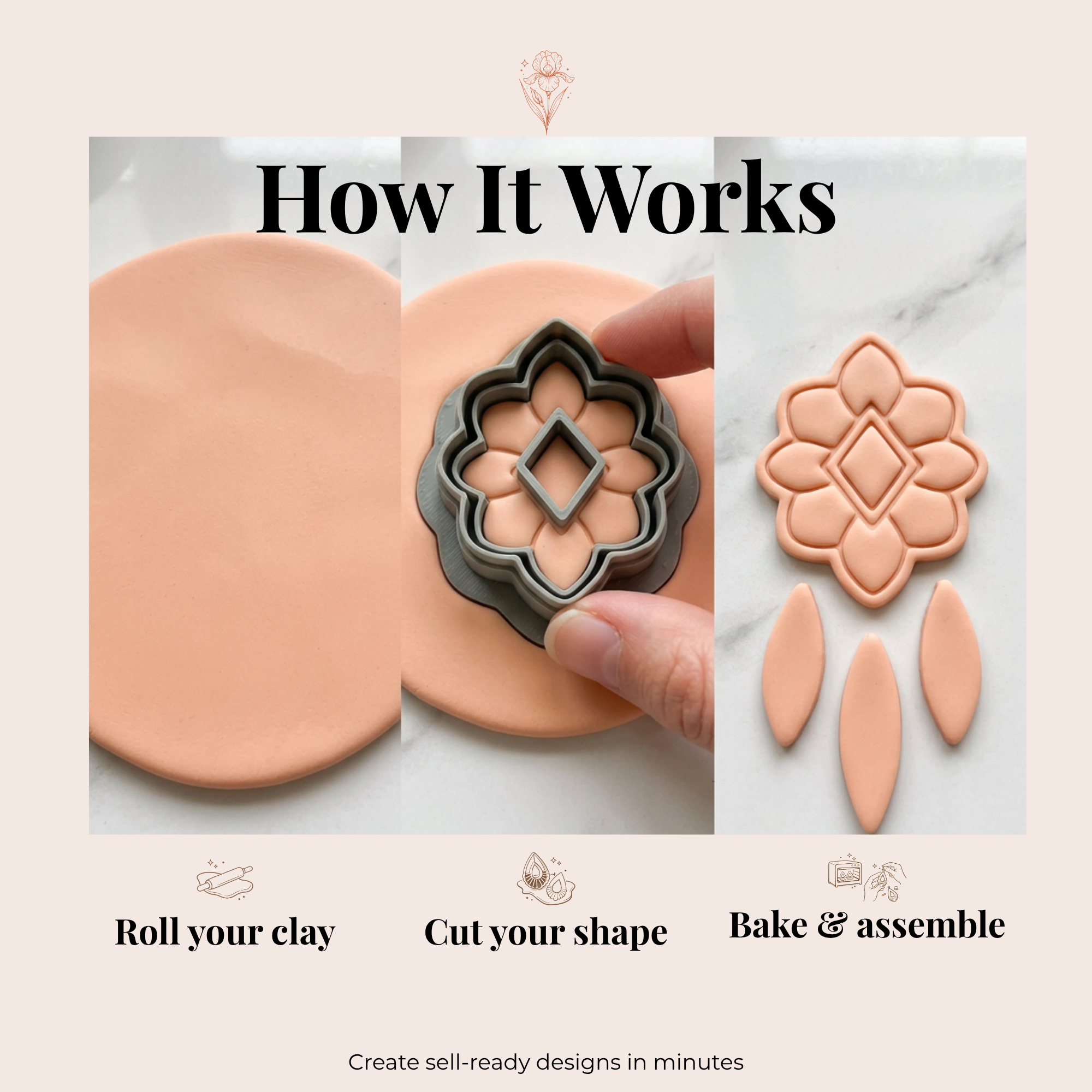 Amulet Set Polymer Clay Cutter | 55–75mm | Amulet Shape Clay Cutter Set | Earring Jewellery Making Tool