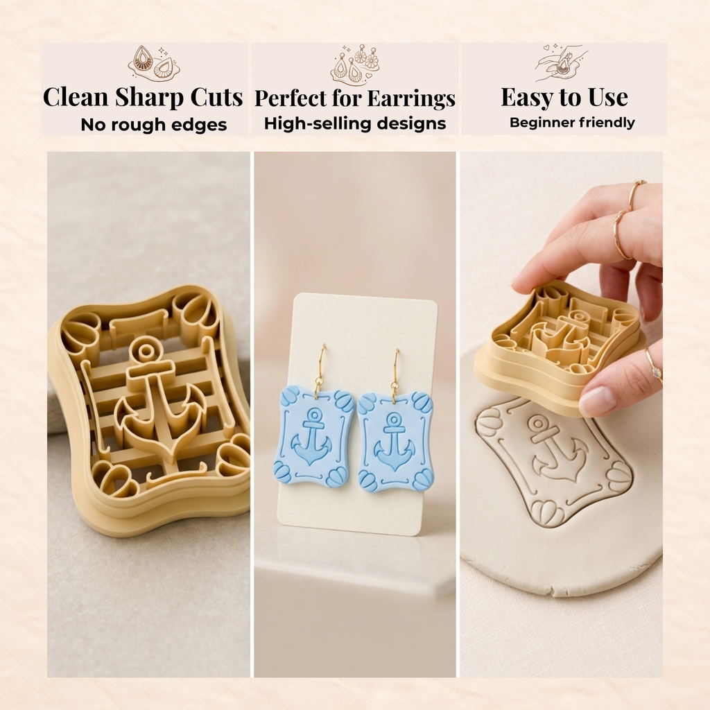 Anchor Cameo Polymer Clay Cutter | 25–45mm | Anchor Cameo Shape Clay Cutter | Earring Jewellery Making Tool