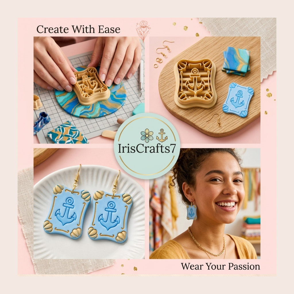 Anchor Cameo Polymer Clay Cutter | 25–45mm | Anchor Cameo Shape Clay Cutter | Earring Jewellery Making Tool