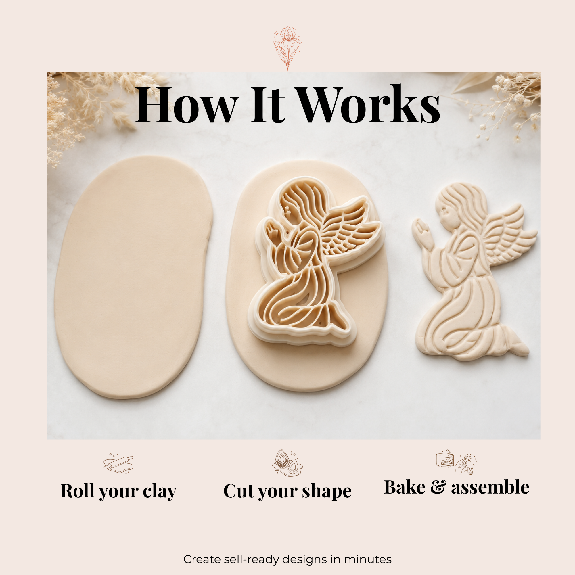 Angel in Prayer Polymer Clay Cutter 30–50mm | Spiritual Earring Cutter | IrisCrafts7